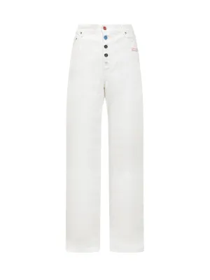 Off-White Buttoned Wide-Leg Jeans