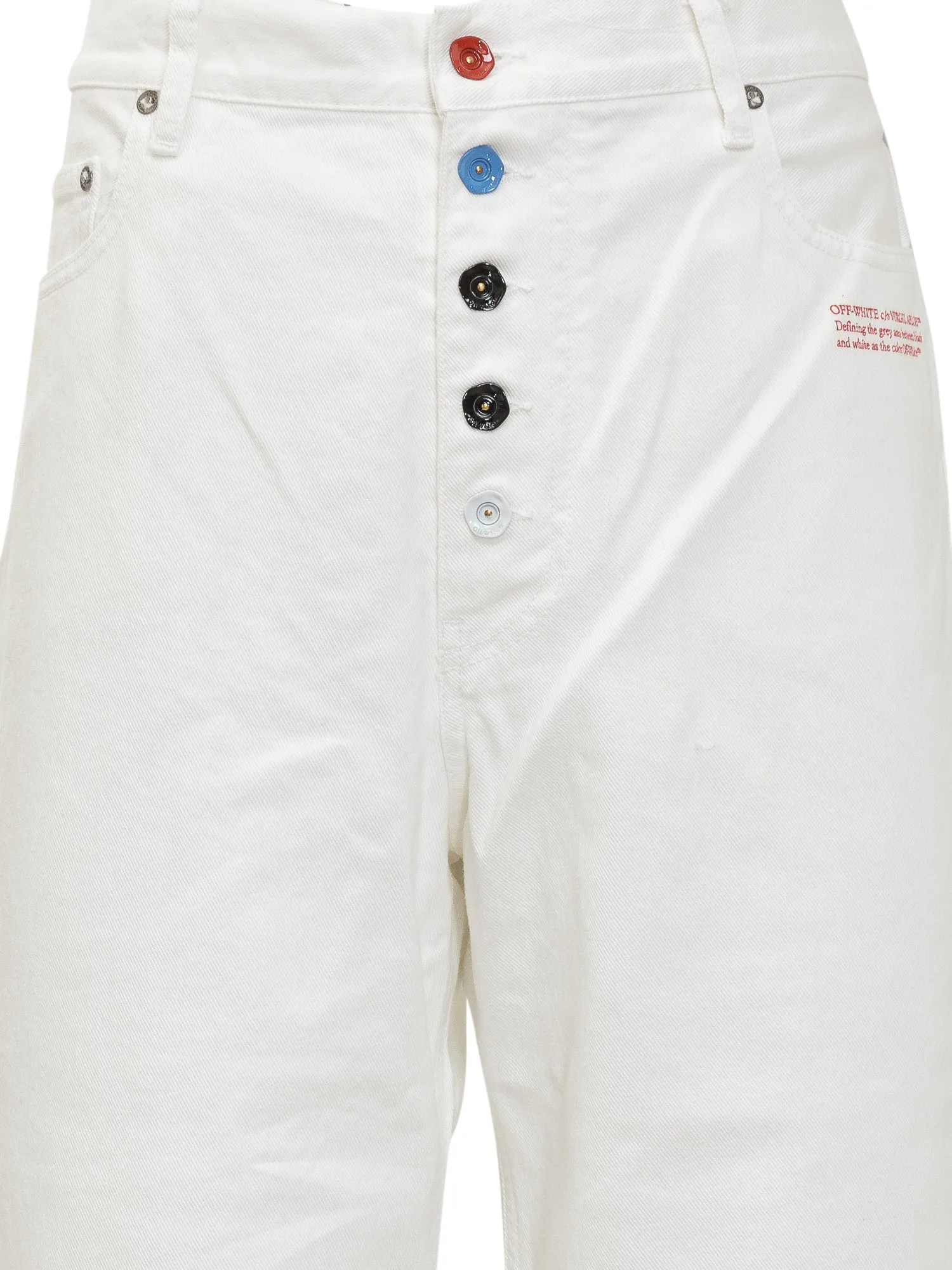 Off-White Buttoned Wide-Leg Jeans