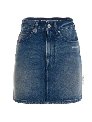 Off-White Distressed Denim Mini Skirt