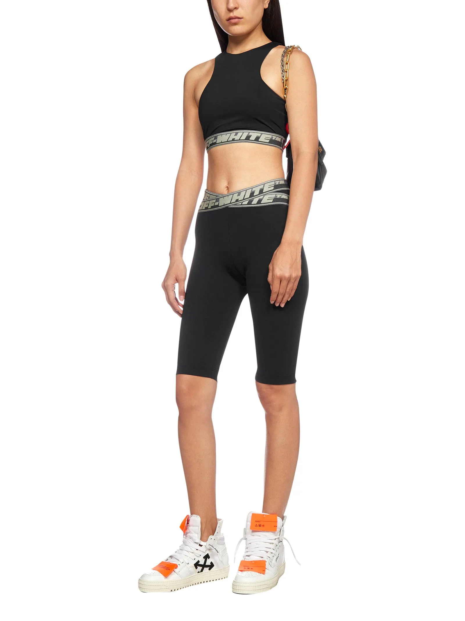 Off-White High Waist Logo-Tape Cycling Shorts