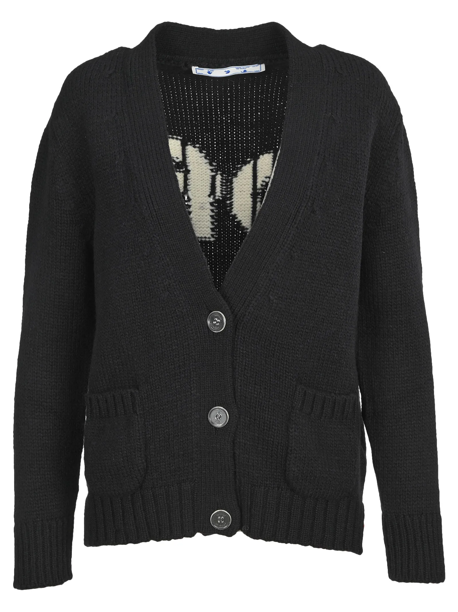 Off-White Logo Intarsia-Knit Cardigan