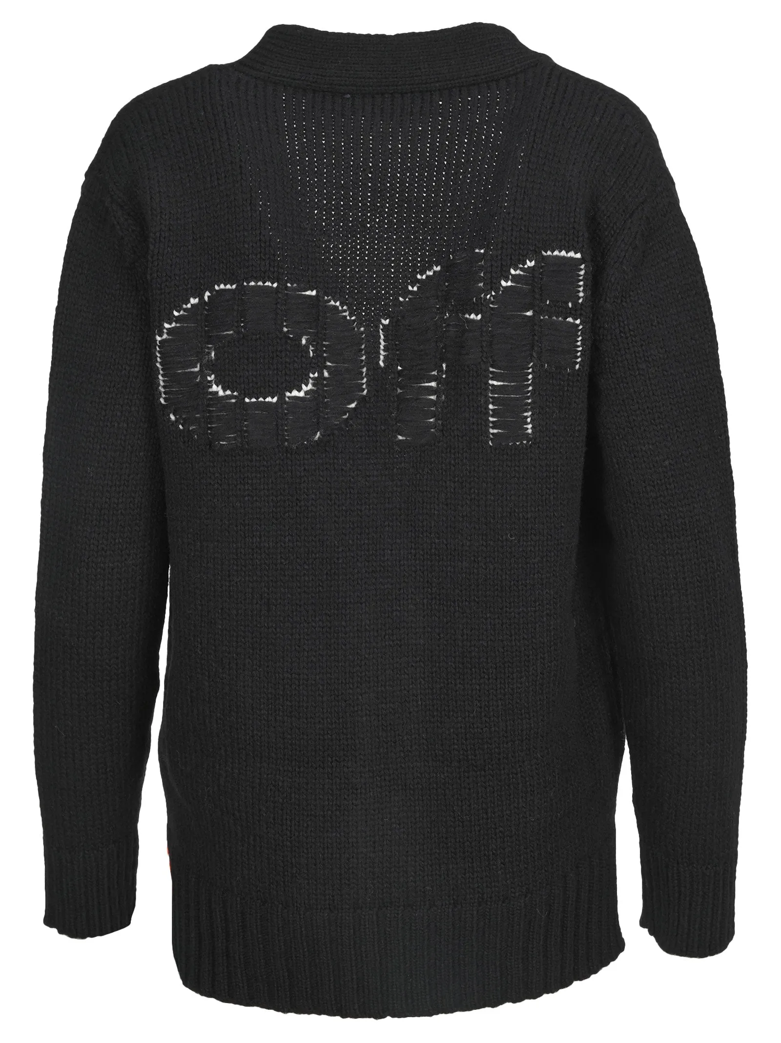 Off-White Logo Intarsia-Knit Cardigan
