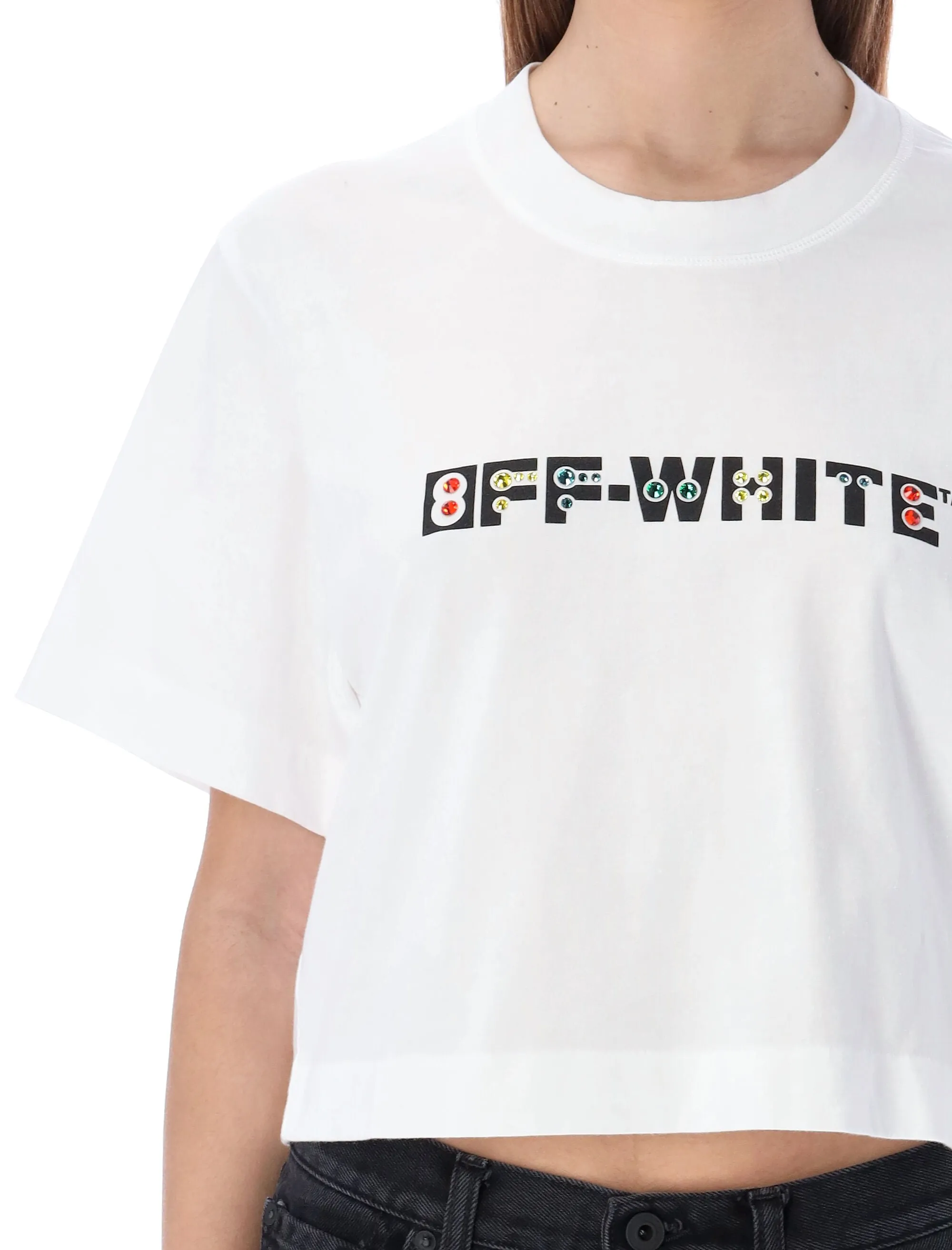 Off-White Logo Printed Crewneck Cropped T-Shirt