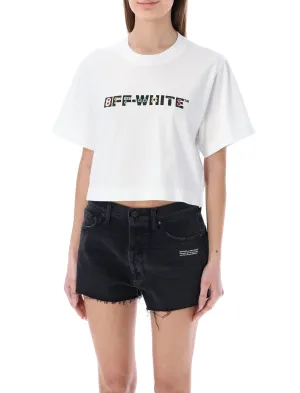 Off-White Logo Printed Crewneck Cropped T-Shirt