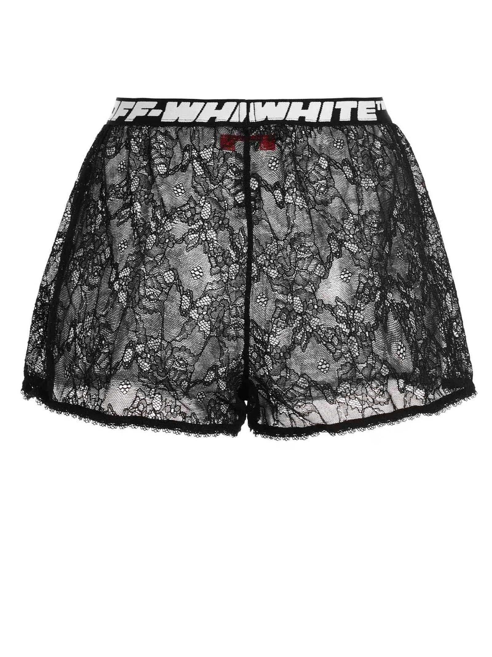 Off-White Logo Waistband Lace Detailed Shorts