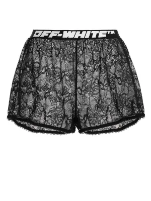 Off-White Logo Waistband Lace Detailed Shorts