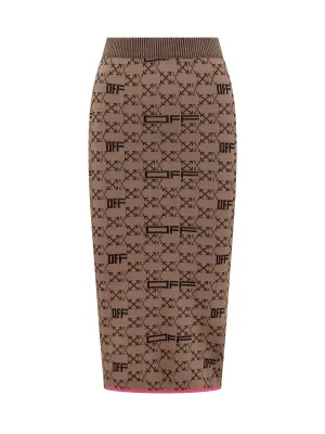 Off-White Signature Arrow Intarsia-Knitted Midi Pencil Skirt