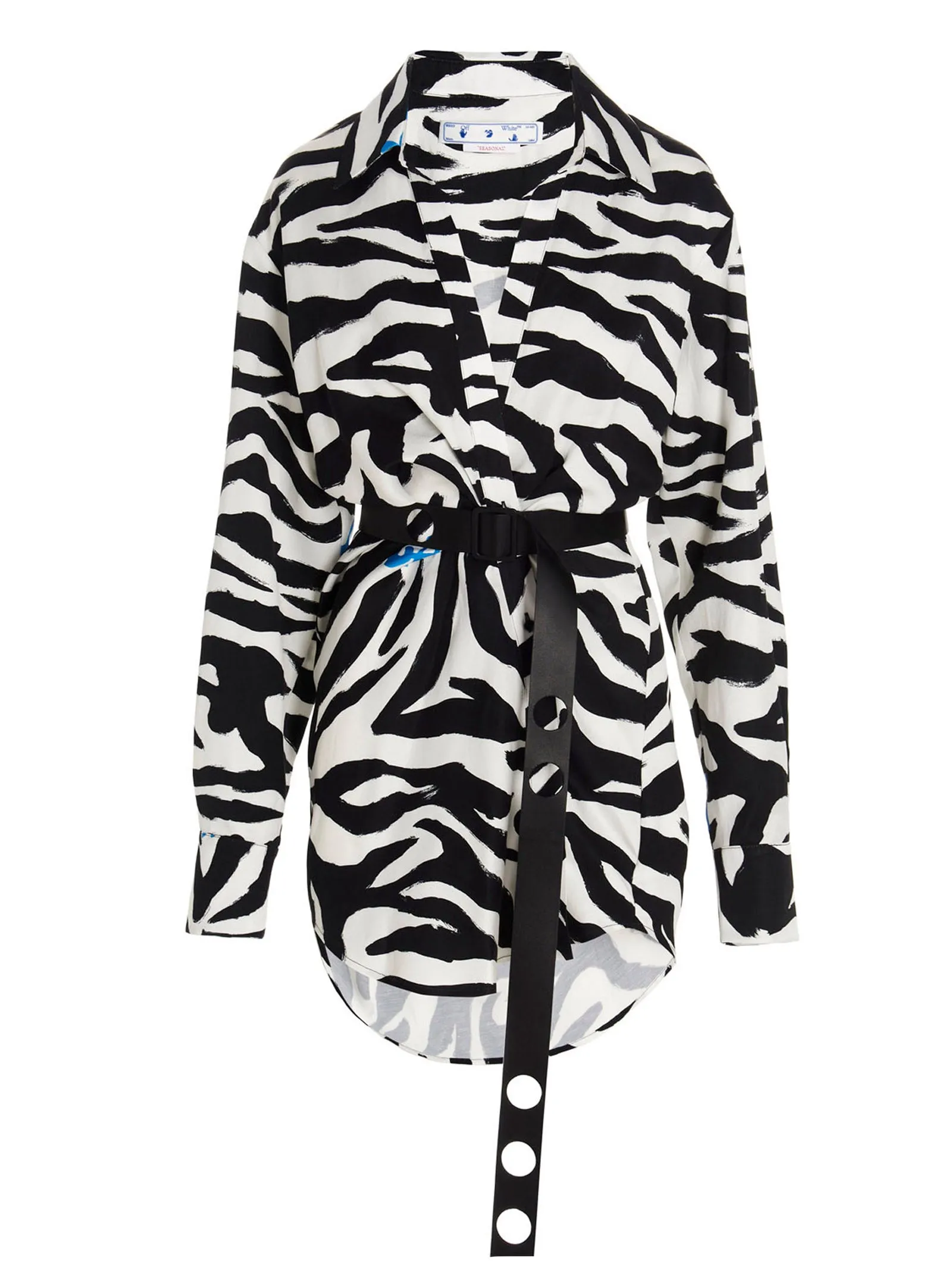 Off-White Zebra Printed Shirt Dress