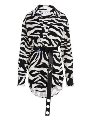 Off-White Zebra Printed Shirt Dress