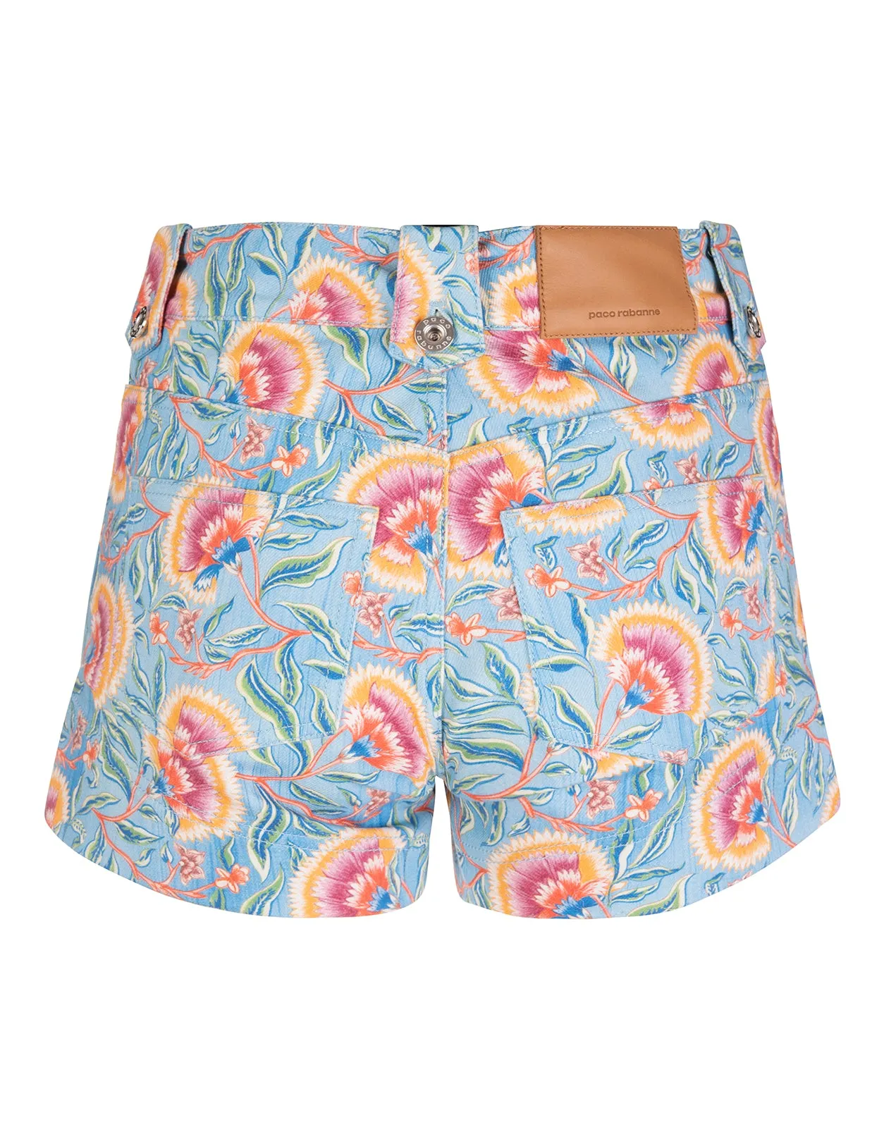 Paco Rabanne Floral Printed Denim Shorts