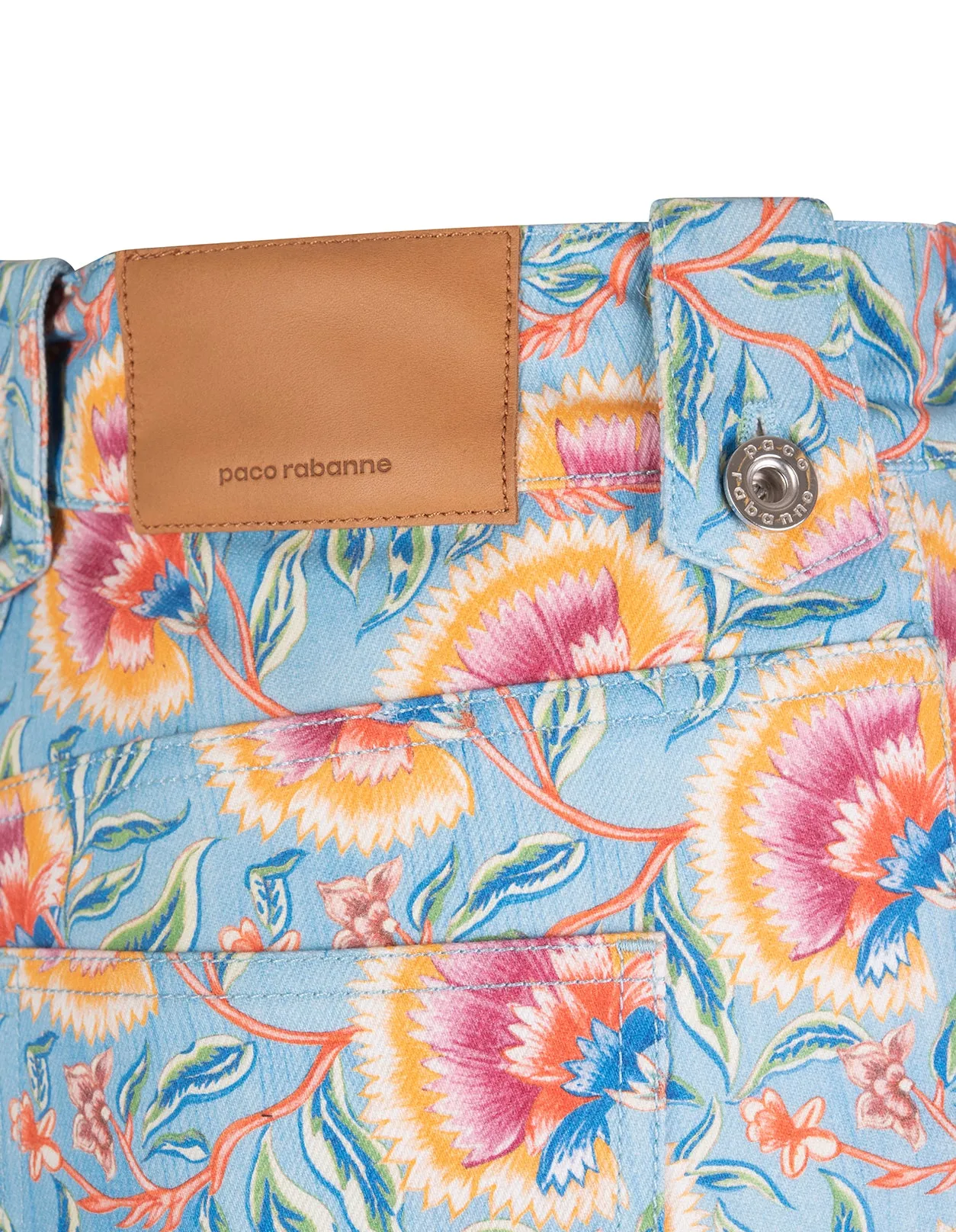 Paco Rabanne Floral Printed Denim Shorts