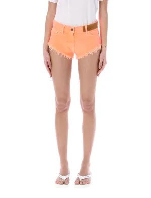 Palm Angels Logo Patch Frayed Hem Shorts