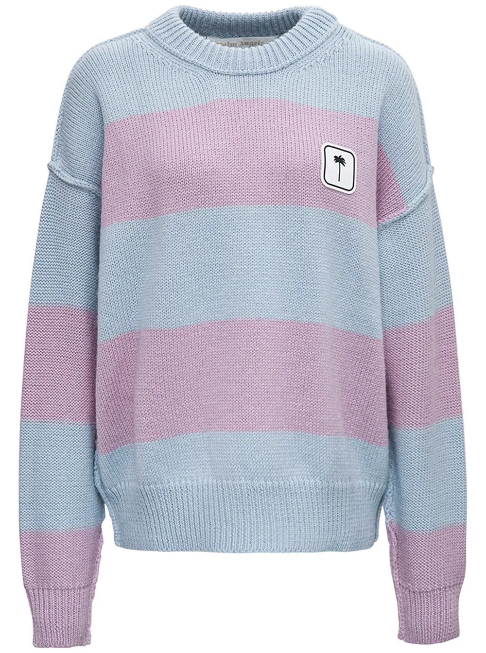 Palm Angels Palm Tree Patch Striped Knit Sweater