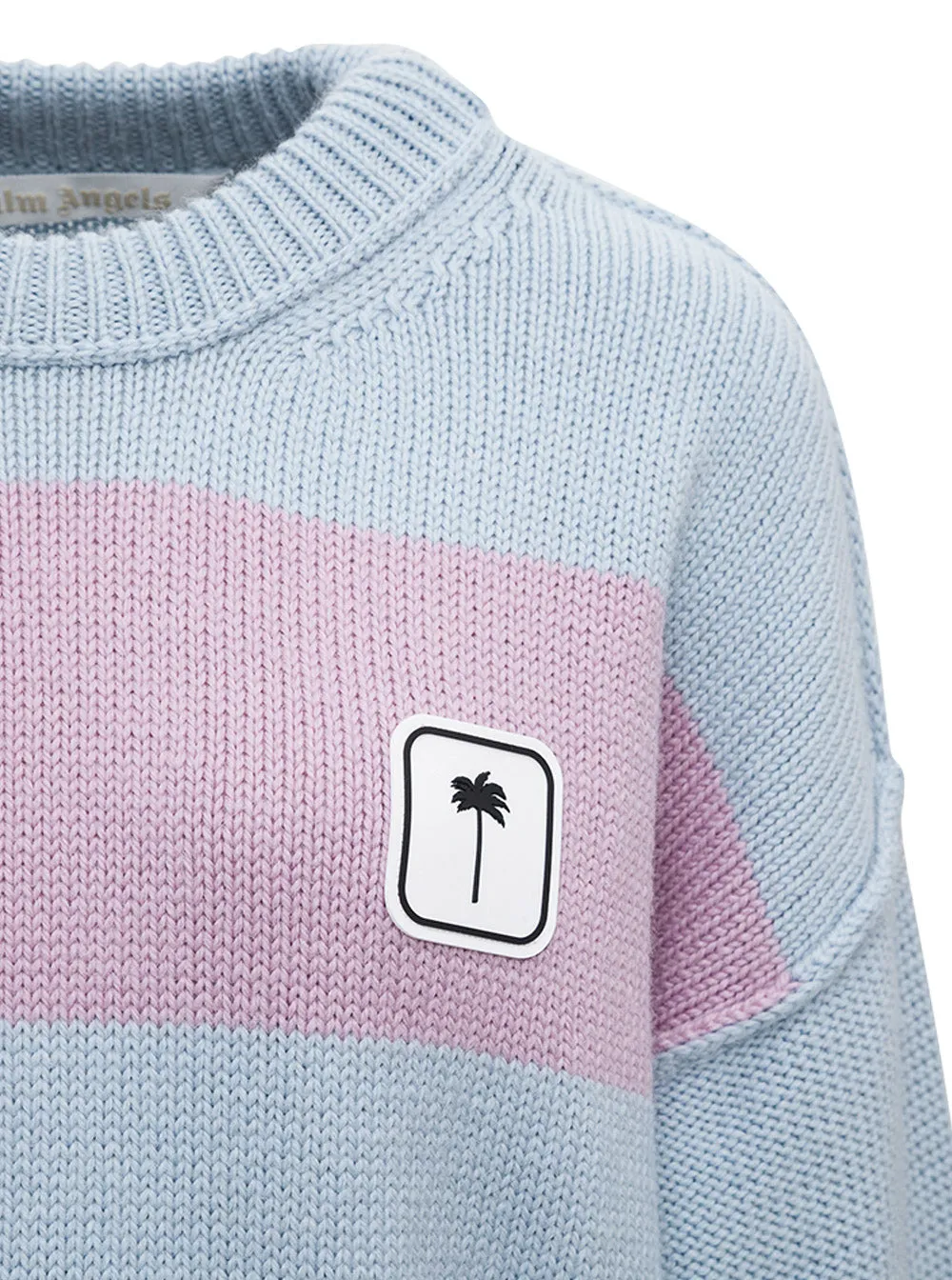 Palm Angels Palm Tree Patch Striped Knit Sweater