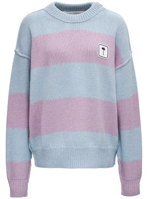 Palm Angels Palm Tree Patch Striped Knit Sweater