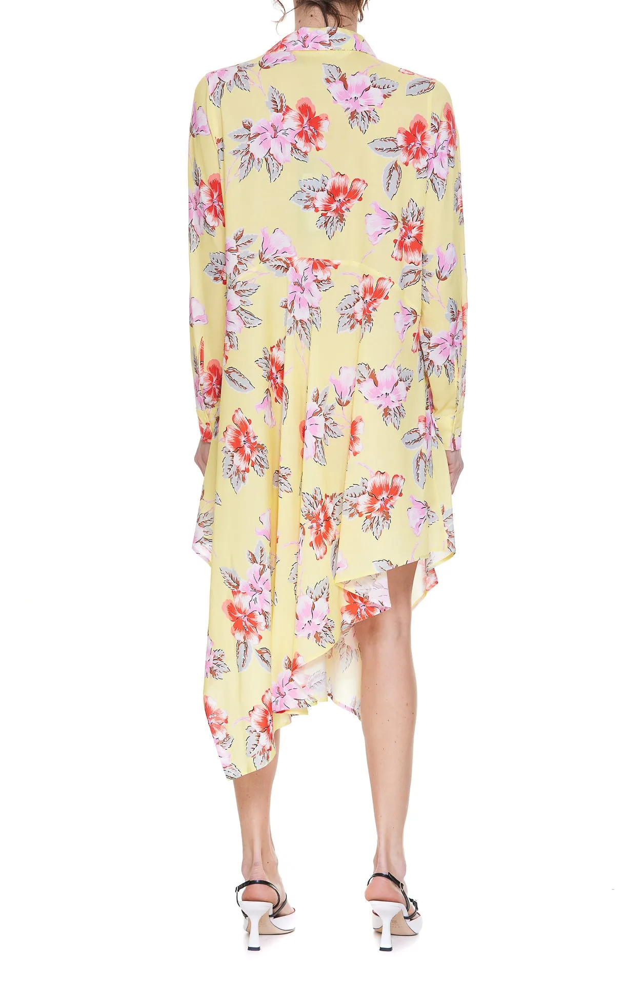 Palm Angels V-Neck Hibiscus Printed Shirt Dress