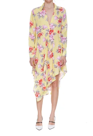 Palm Angels V-Neck Hibiscus Printed Shirt Dress