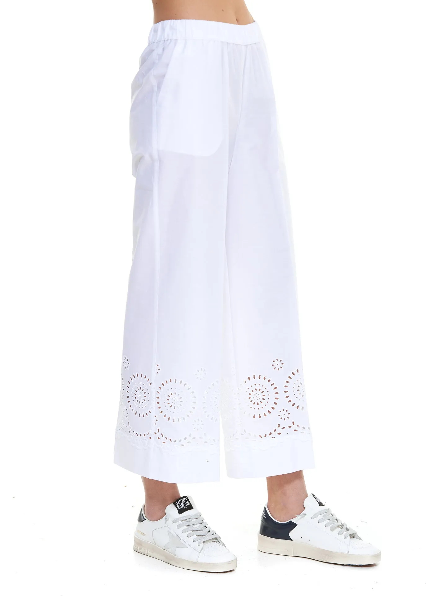 P.A.R.O.S.H. Broderie Anglaise Wide-Leg Trousers