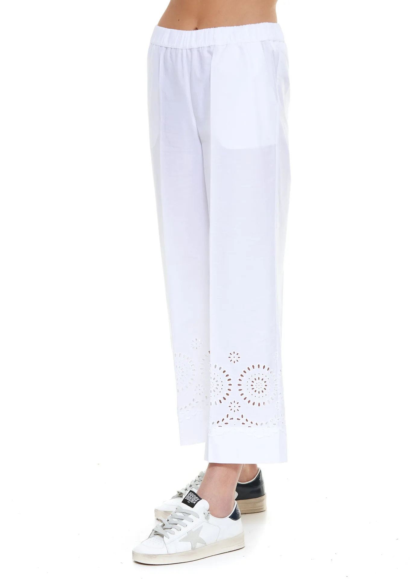 P.A.R.O.S.H. Broderie Anglaise Wide-Leg Trousers