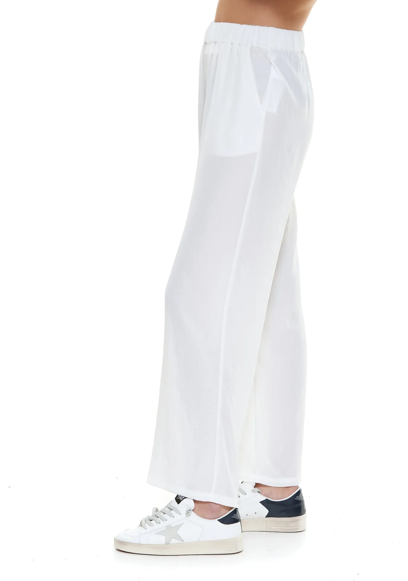 P.A.R.O.S.H. Elastic Waist Wide Leg Trousers