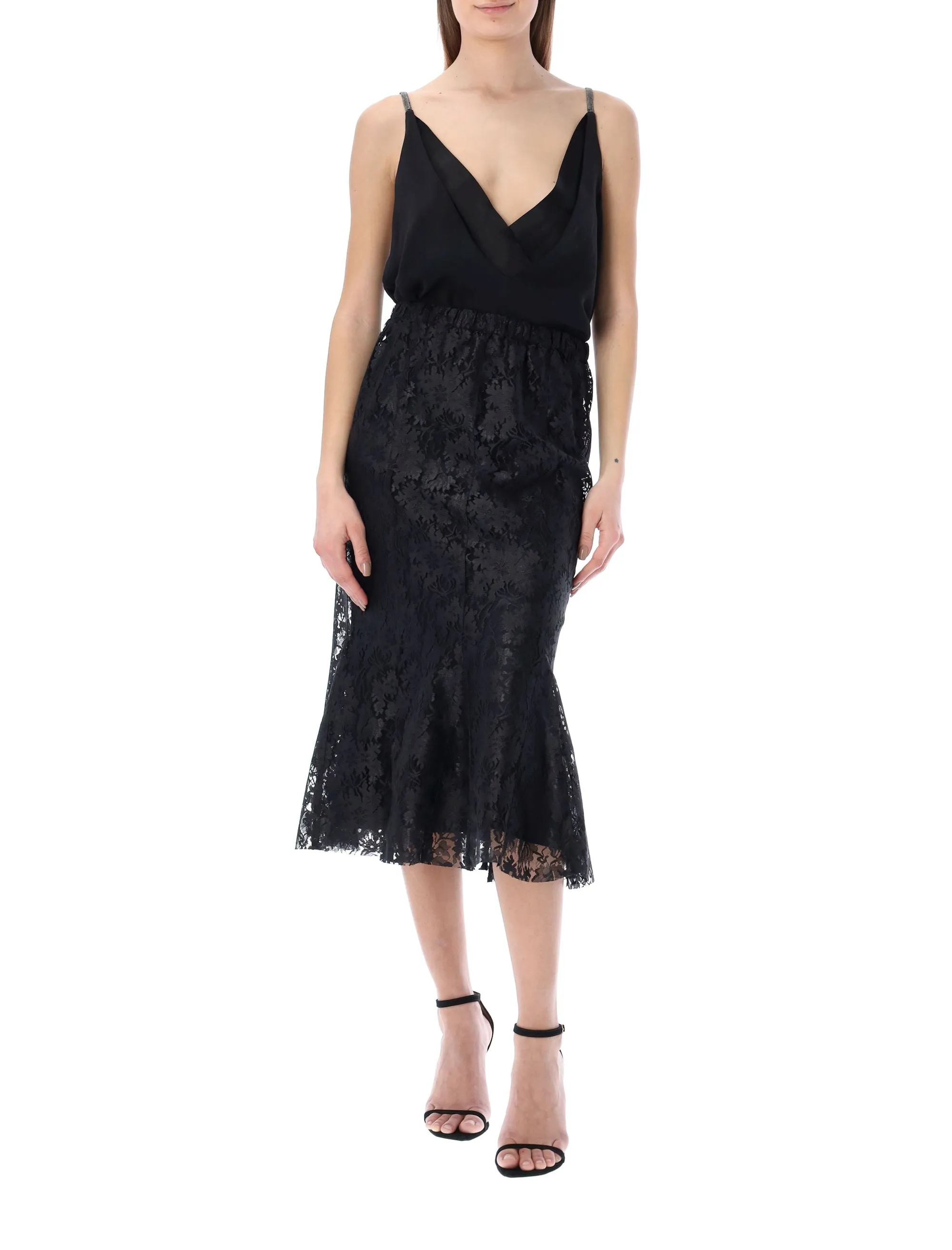 Philosophy Di Lorenzo Serafini Pizzo High Waist Skirt