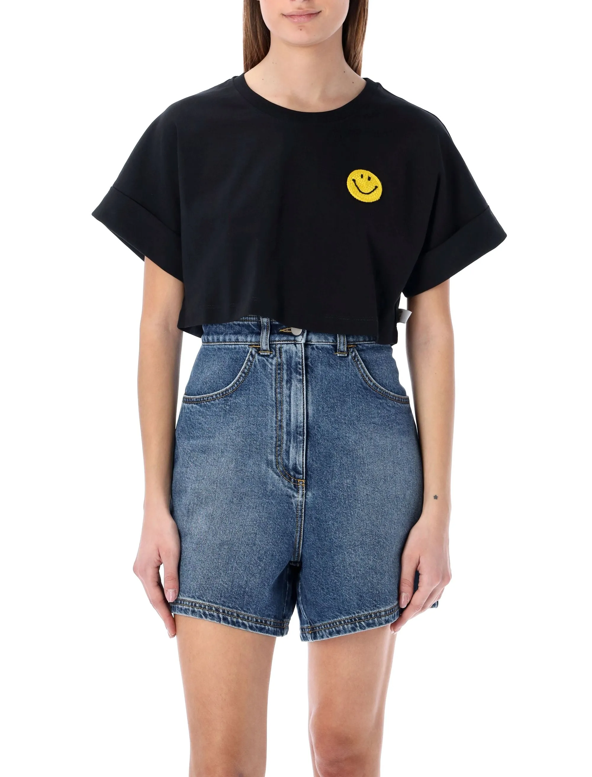 Philosophy Di Lorenzo Serafini Smile Logo Patch Cropped T-Shirt