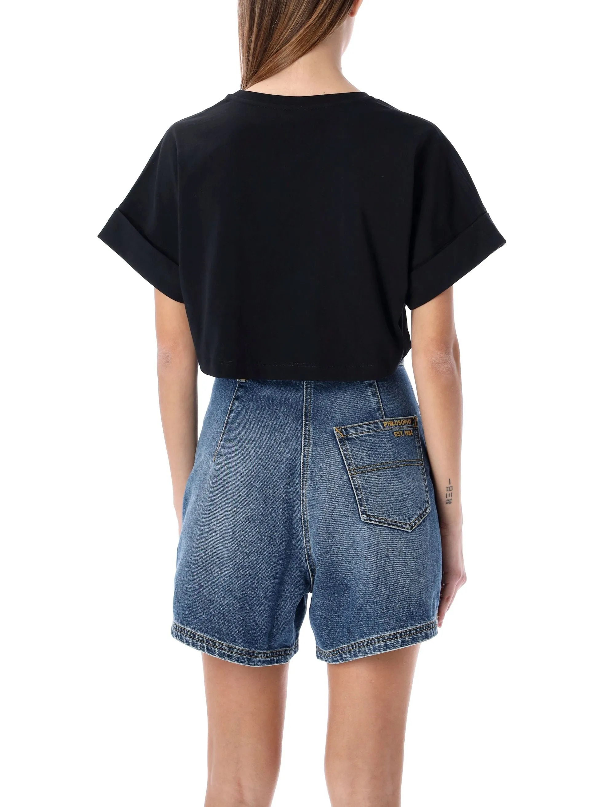 Philosophy Di Lorenzo Serafini Smile Logo Patch Cropped T-Shirt