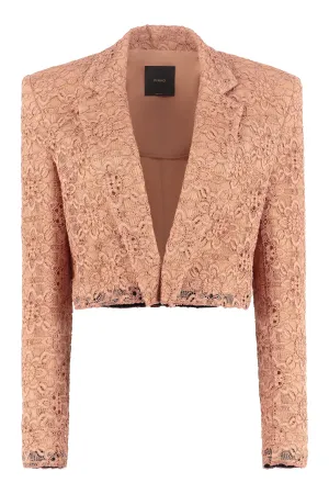 Pinko Allover Floral Embroidered Cropped Jacket