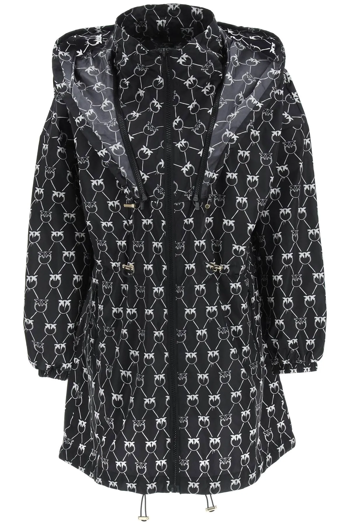 Pinko Allover Logo Drawstring Rain Coat