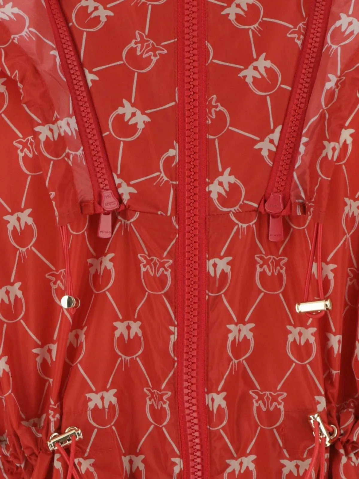 Pinko Allover Logo Drawstring Rain Coat