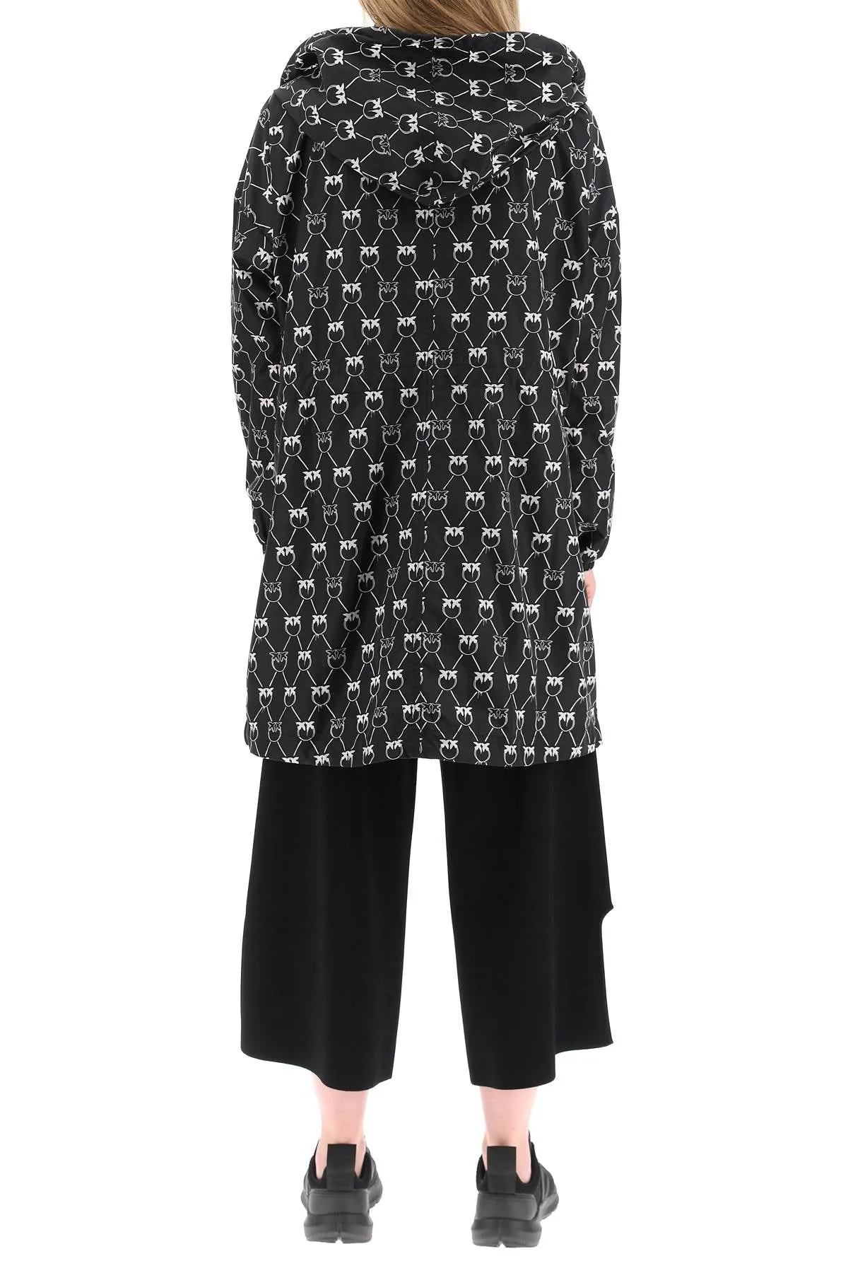 Pinko Allover Logo Drawstring Rain Coat
