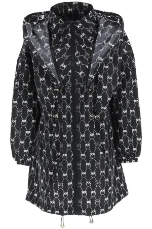 Pinko Allover Logo Drawstring Rain Coat