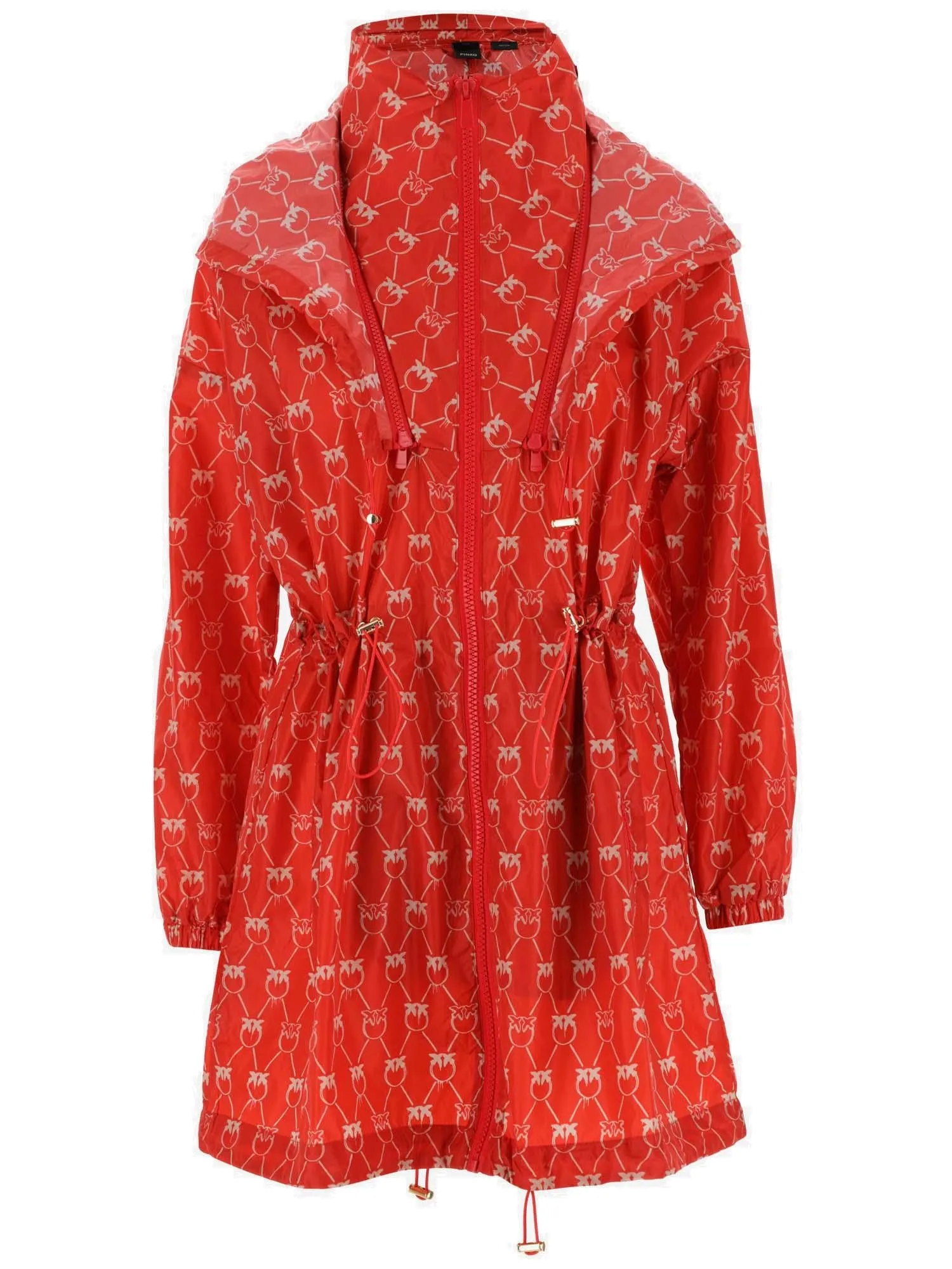 Pinko Allover Logo Drawstring Rain Coat