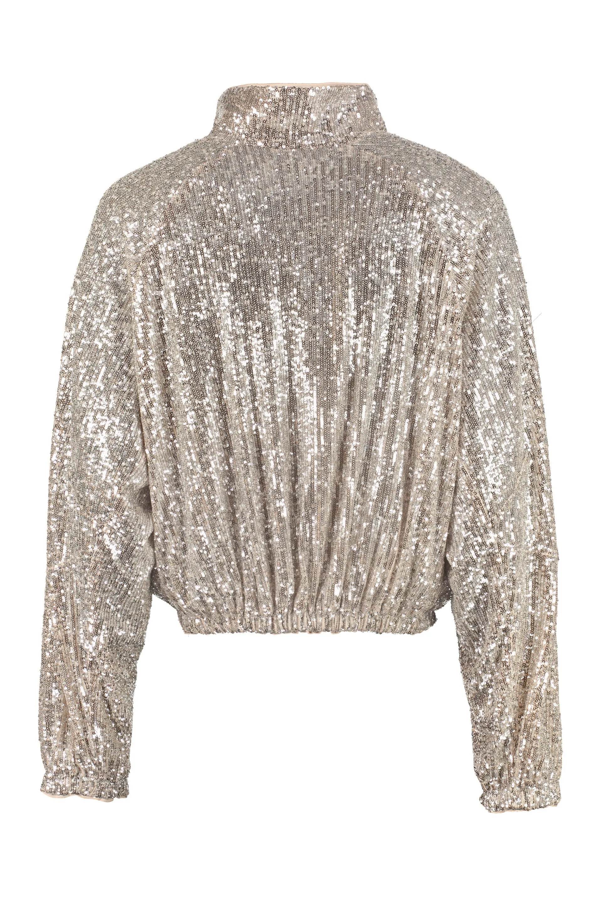 Pinko Allover Sequin Zip-Up Long Sleeved Jacket