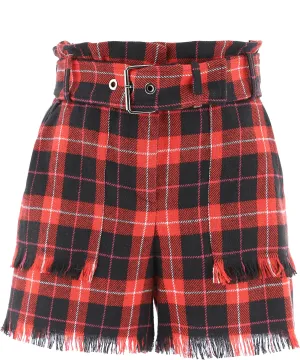 Pinko Check Patterned Belted Shorts