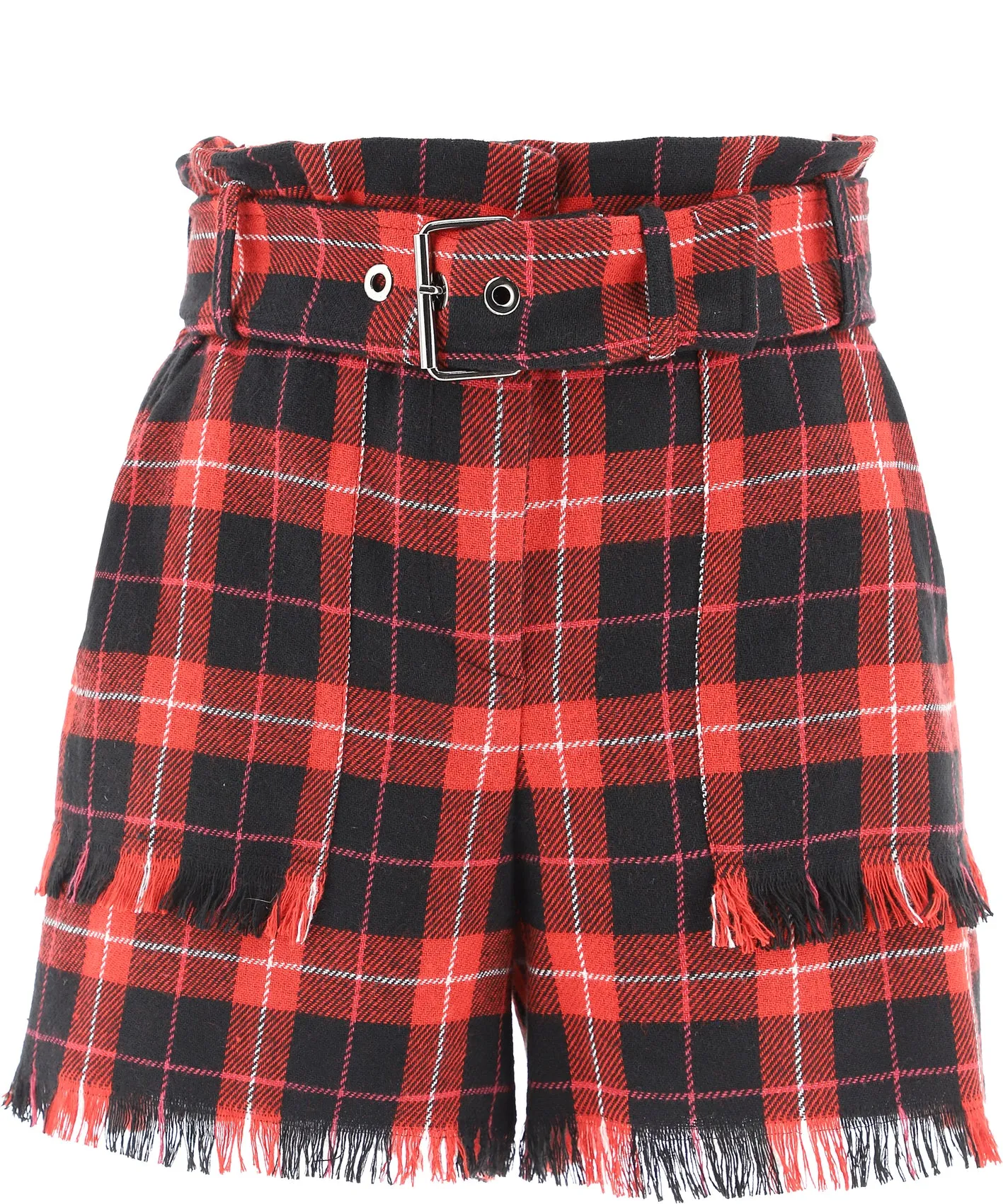 Pinko Check Patterned Belted Shorts