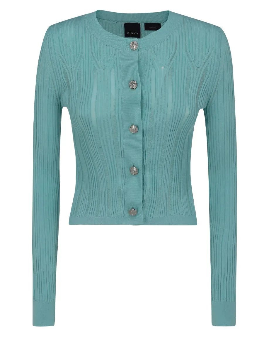 Pinko Cropped Rib-Knit Cardigan