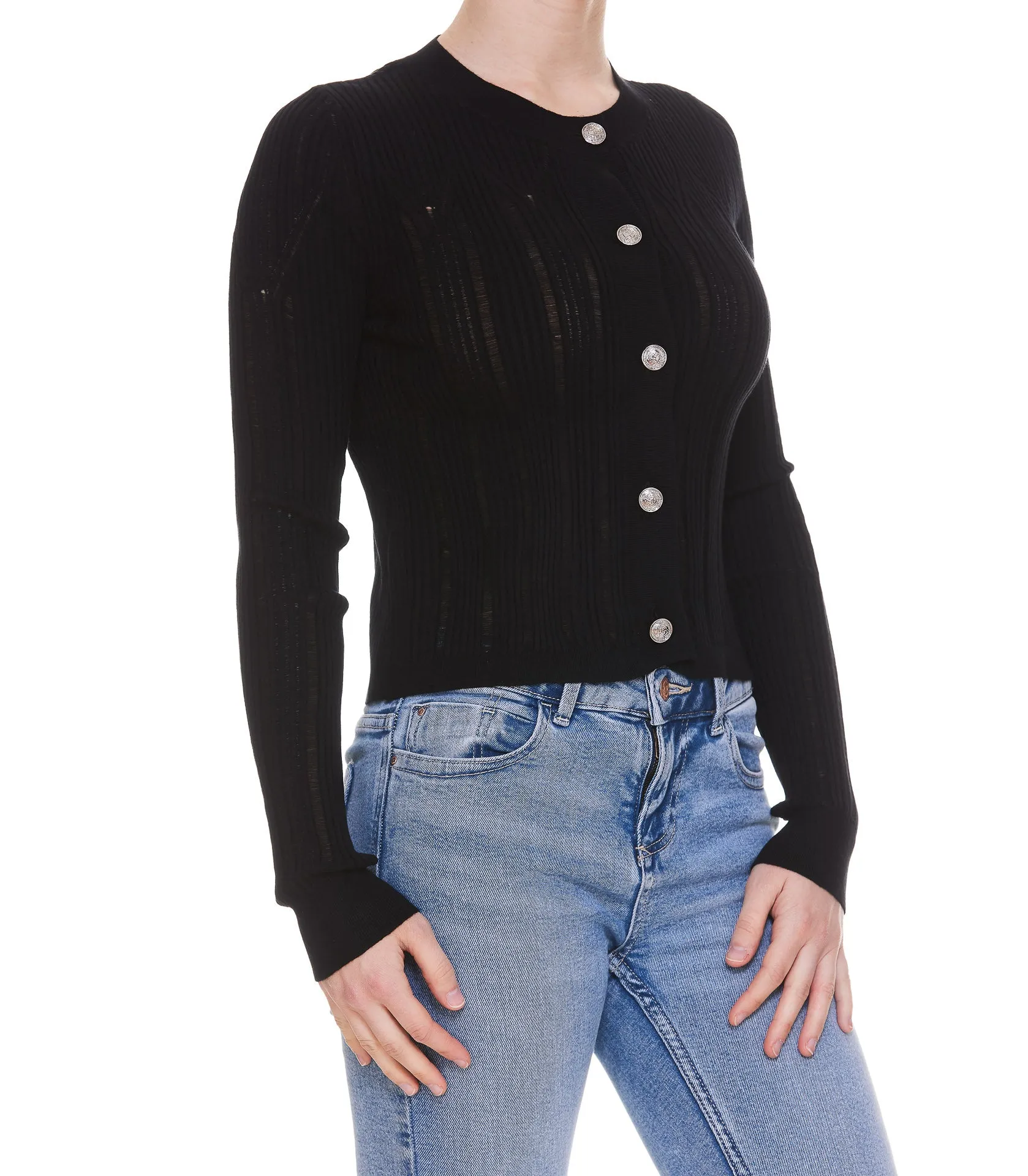 Pinko Cropped Rib-Knit Cardigan