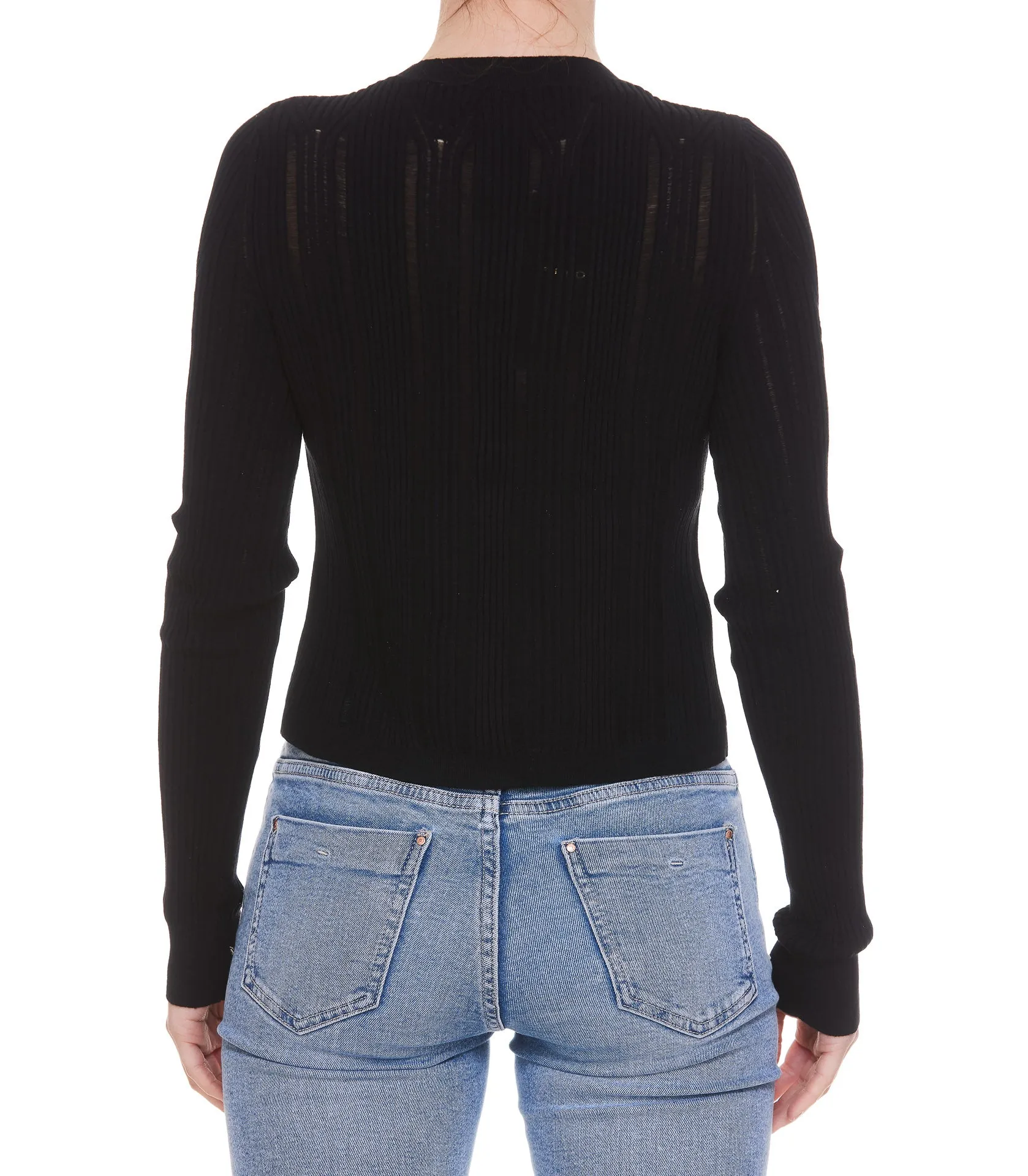 Pinko Cropped Rib-Knit Cardigan