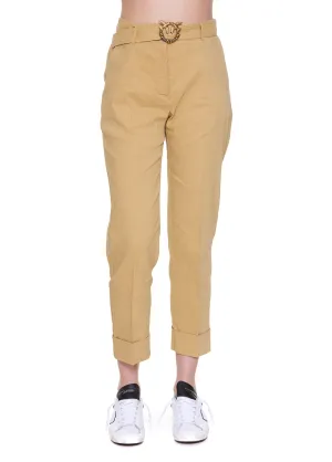 Pinko Logo Belted Waist Straight Leg Trousers
