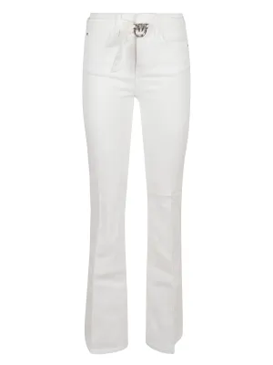 Pinko Logo Plaque Belted Flared Jeans