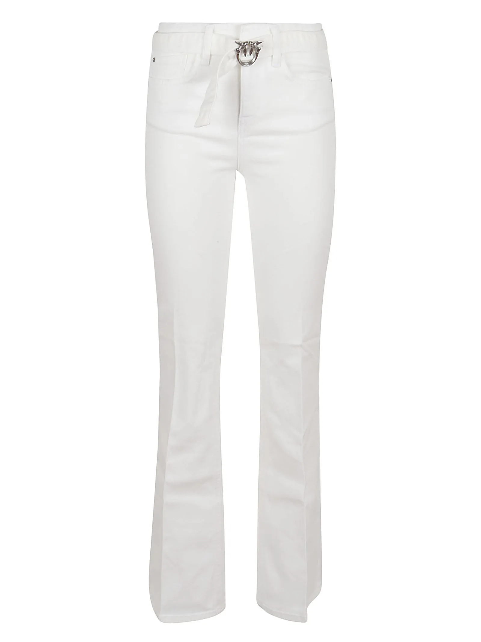 Pinko Logo Plaque Belted Flared Jeans