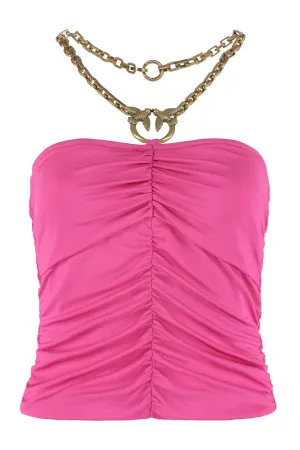 Pinko Logo-Plaque Halterneck Ruched Top