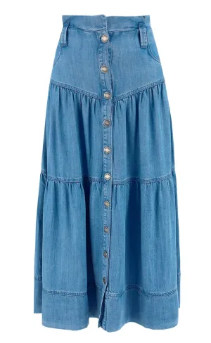 Pinko Love Birds Belt Long Frilly Skirt