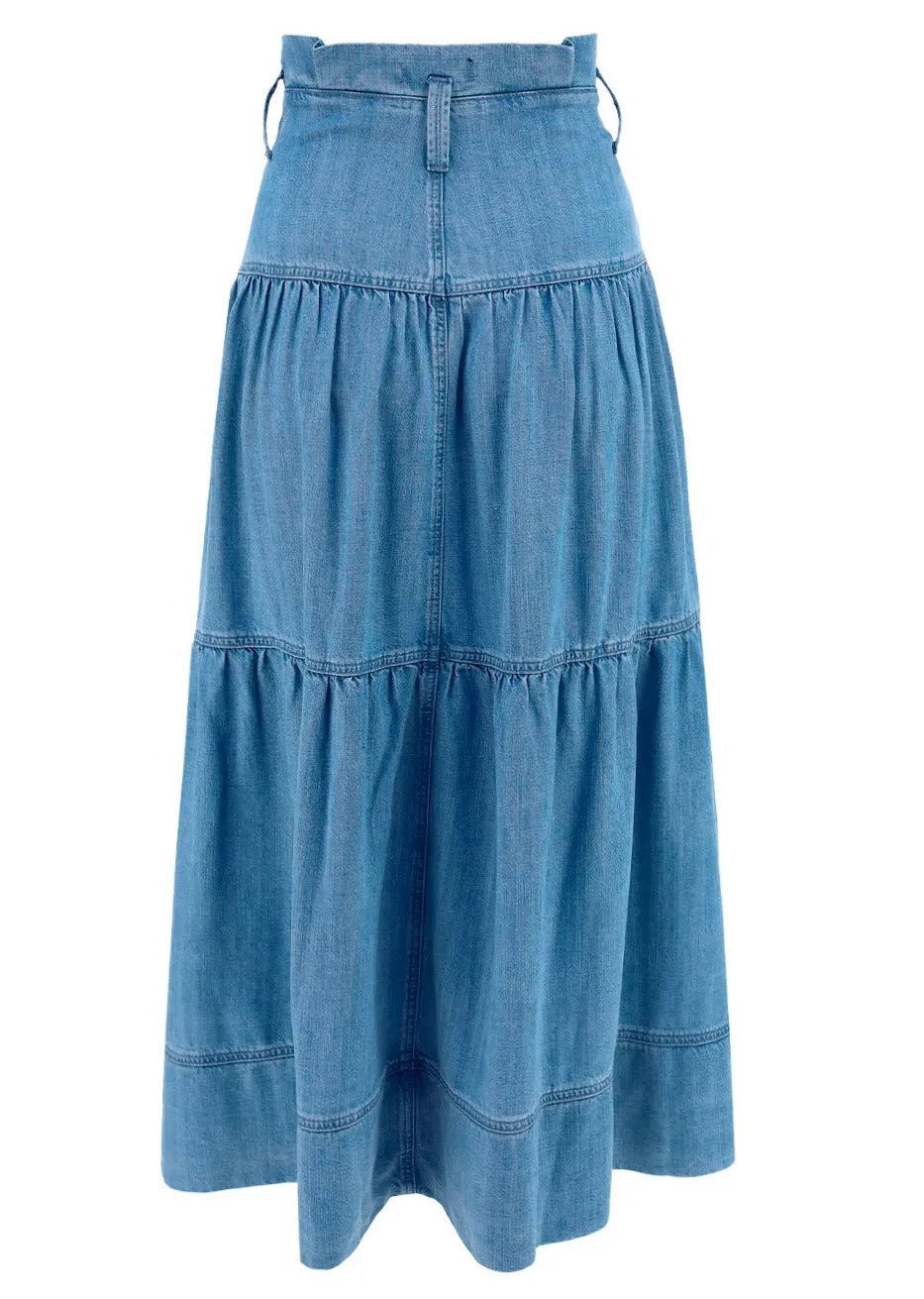 Pinko Love Birds Belt Long Frilly Skirt