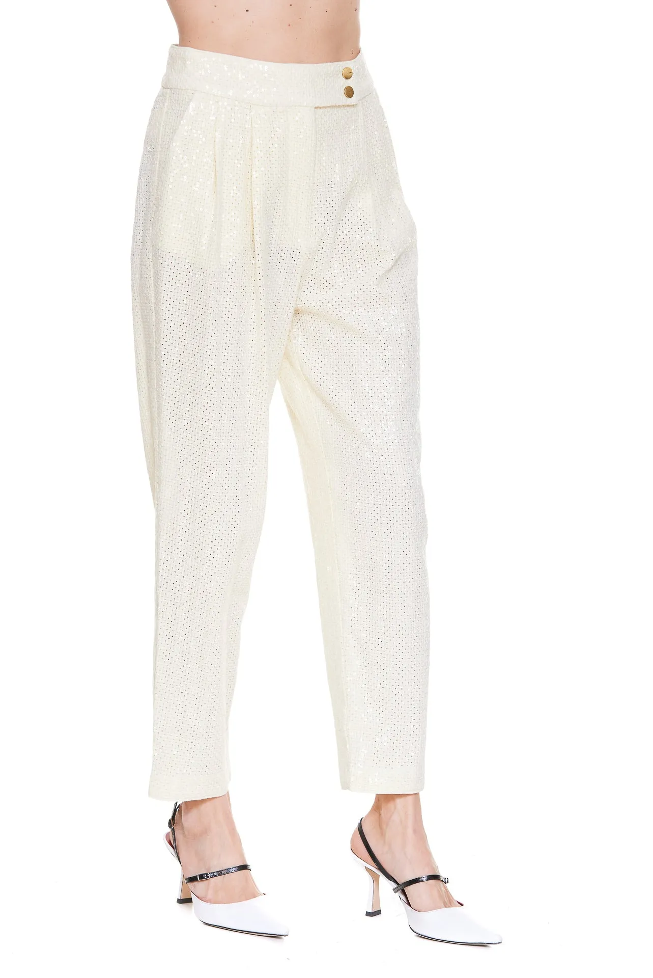 Pinko Paillettes Detailed Straight Leg Pants