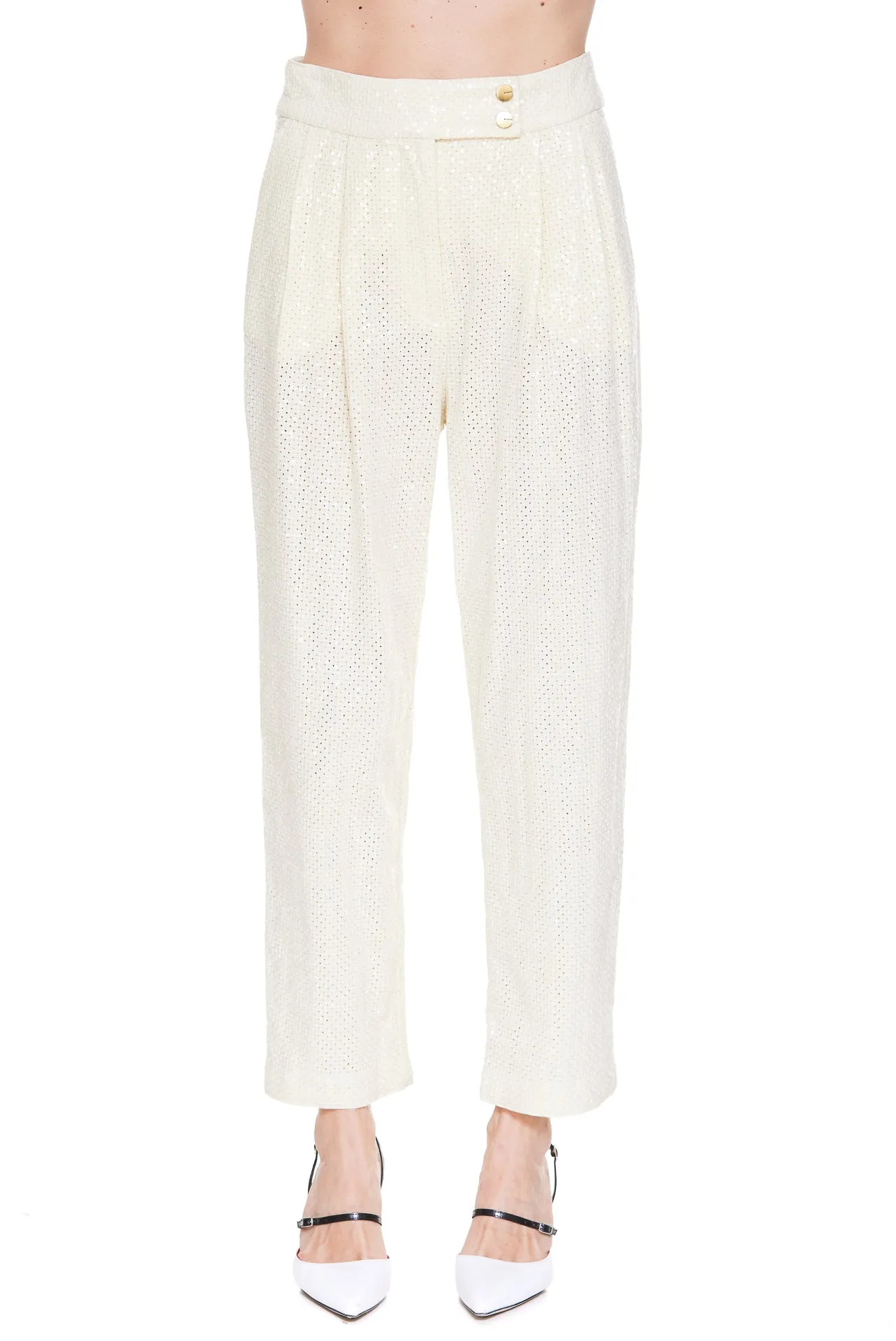 Pinko Paillettes Detailed Straight Leg Pants