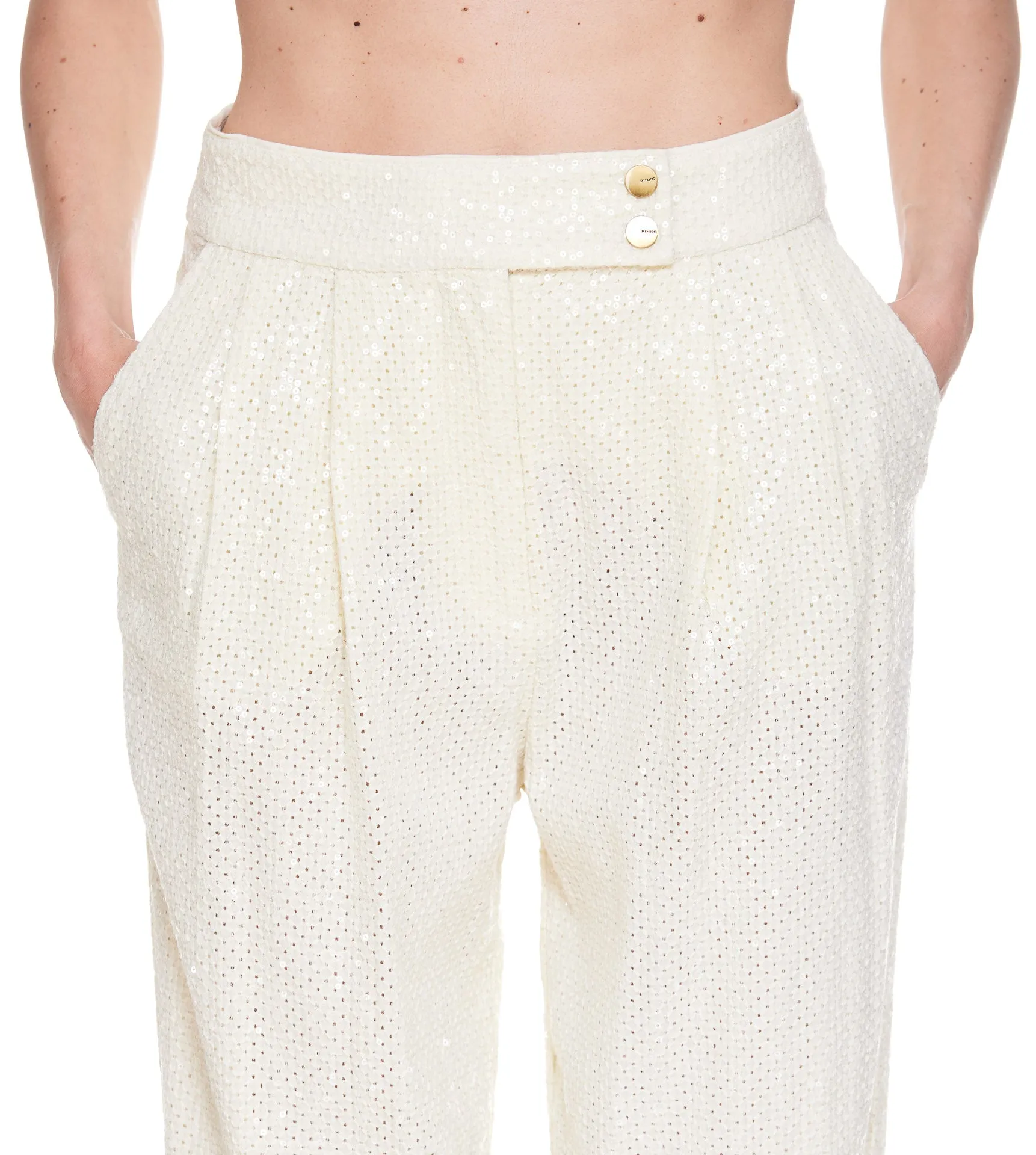 Pinko Paillettes Detailed Straight Leg Pants