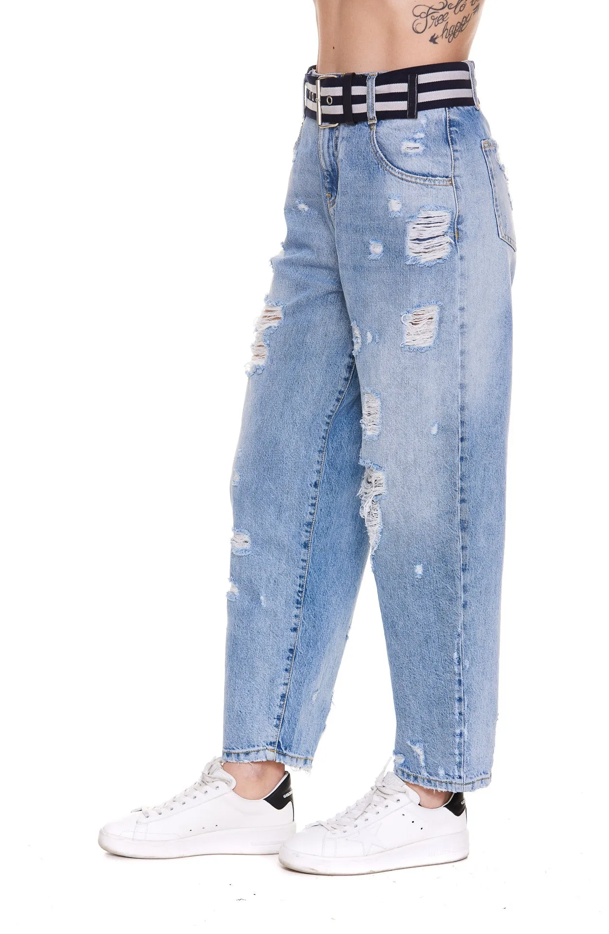 Pinko Ripped-Effect High Waist Jeans