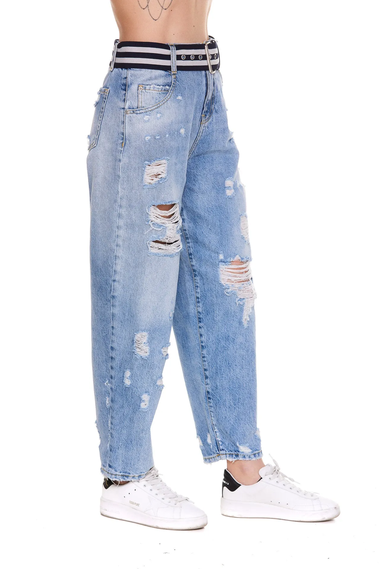 Pinko Ripped-Effect High Waist Jeans
